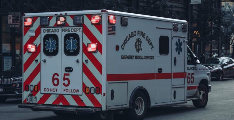 An Ambulance of the Chicago Fire Department on the Street